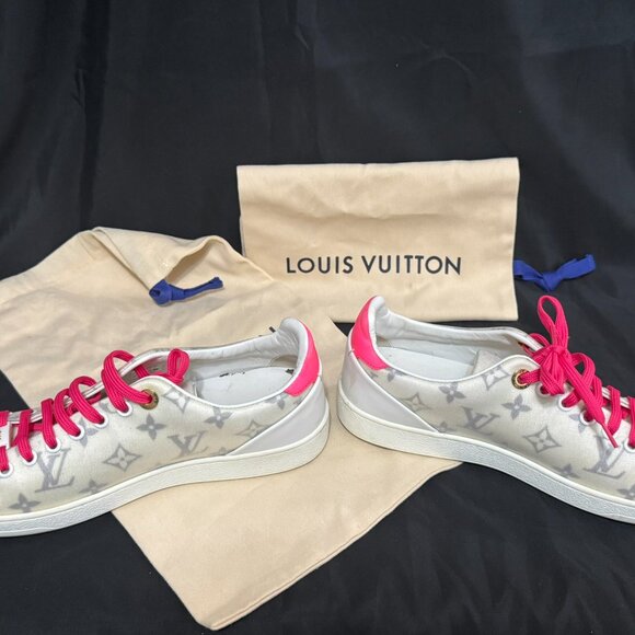 Louis Vuitton White/Pink Monogram Frontrow Sneakers Size 38 - Picture 3 of 4